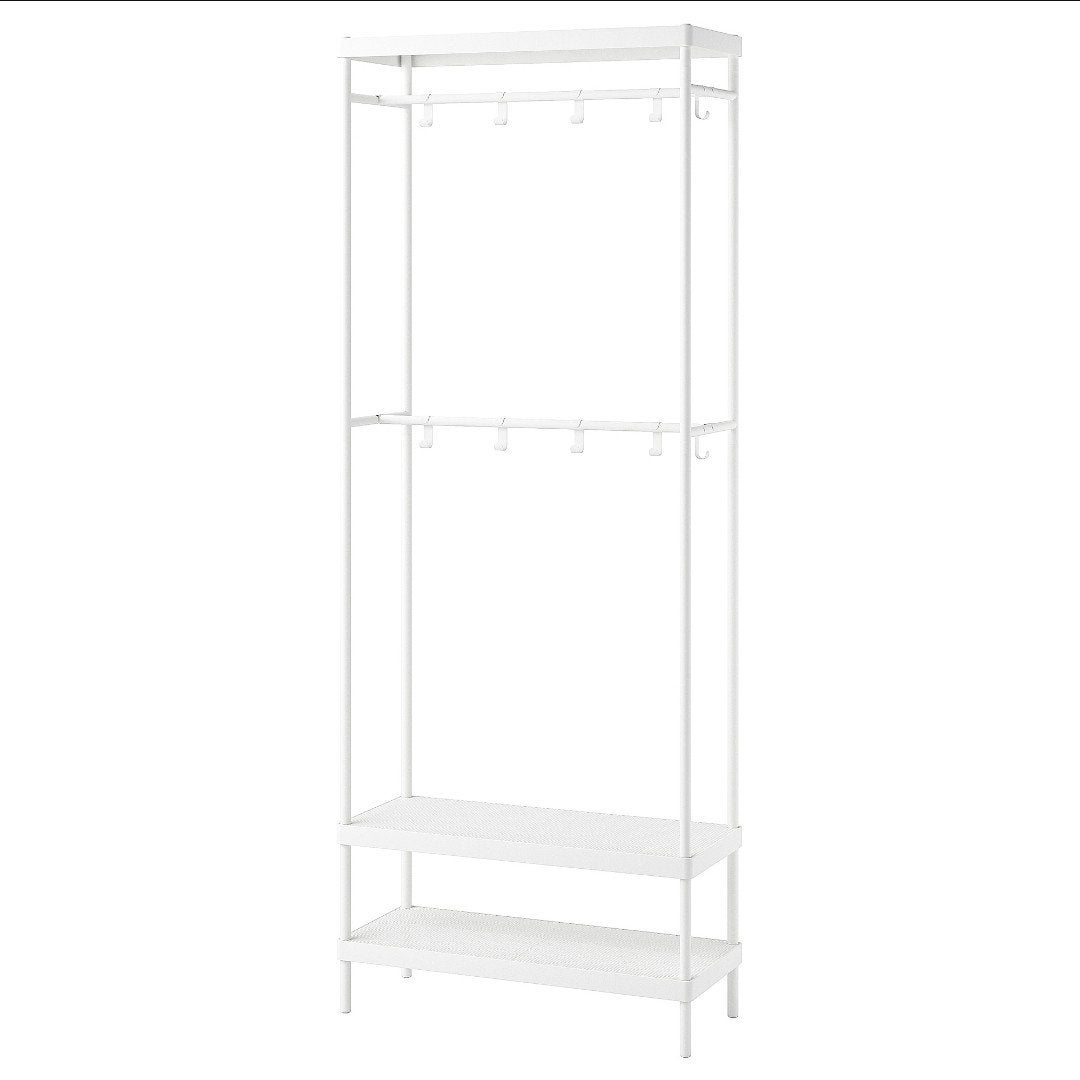 IKEA Kapstok met schoenenrek - Wit, 200 cm hoog, Ophalen, Gebruikt, 200 cm of meer, Metaal