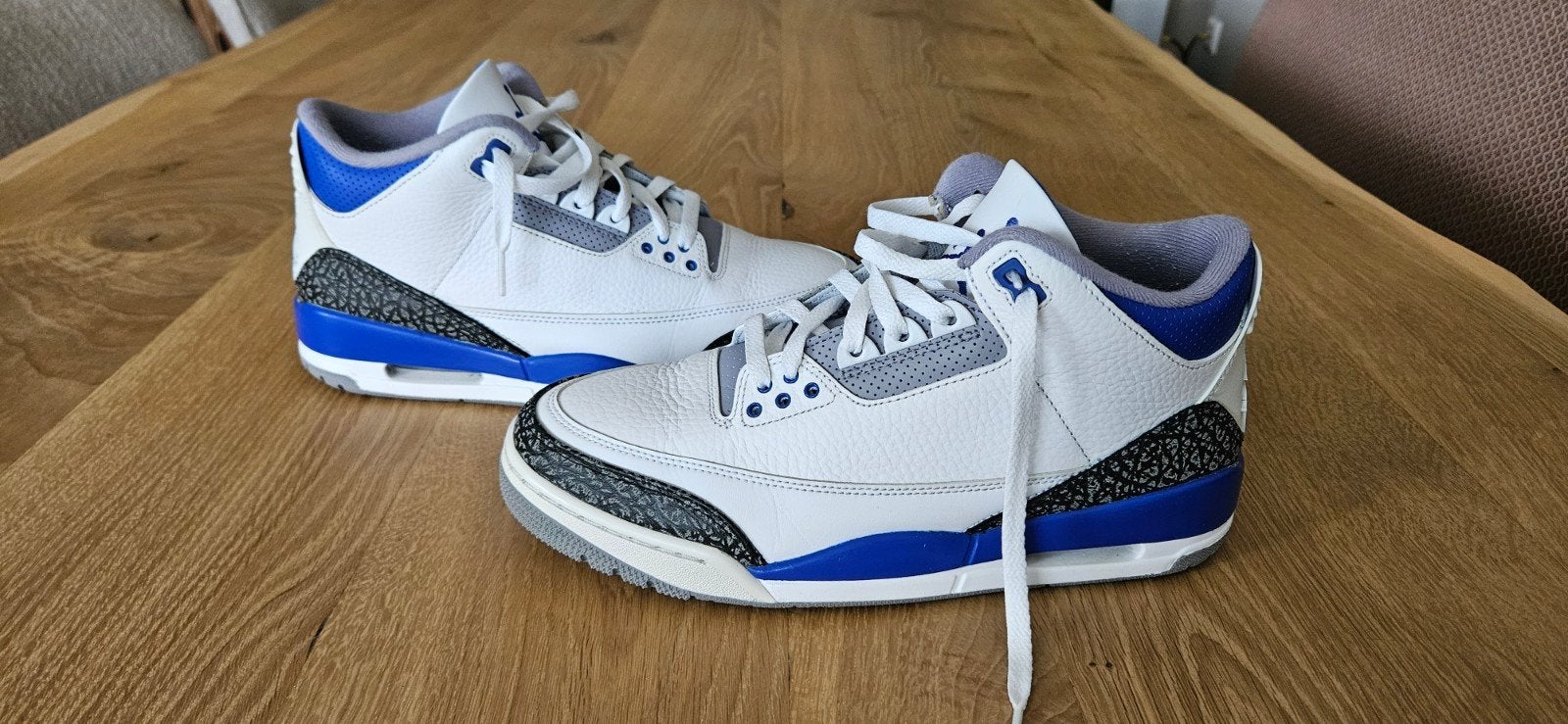 Z.g.a.n. Air Jordan 3 Retro Racer Blue - maat 43 (US 9.5), Wit, Nike, Ophalen of Verzenden, Sneakers of Gympen