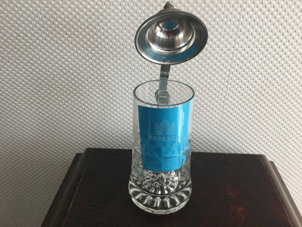 glazen bierpul oud van Bavaria met deksel, Verzenden, Zo goed als nieuw, Pul(len), Bavaria