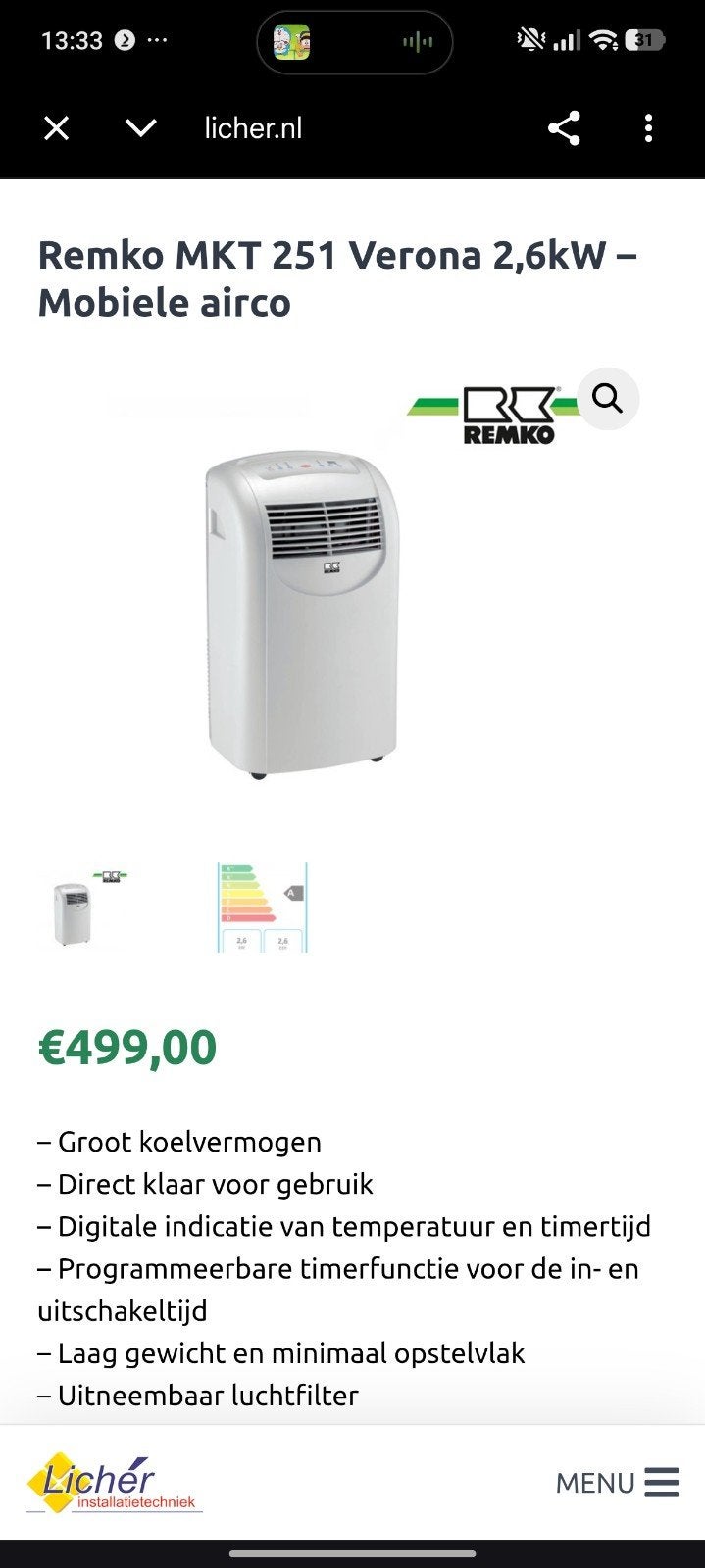 Remko MKT 251 Verona Mobiele Airco - Krachtige Koeling, Ophalen
