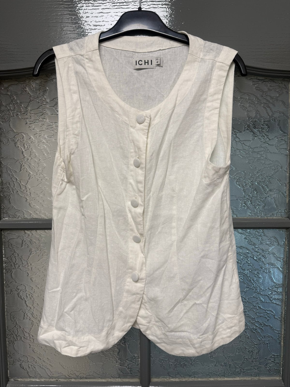 Witte mouwloze top van ICHI, maat 38 (M), Maat 38/40 (M), Wit, Ophalen of Verzenden, Zo goed als nieuw