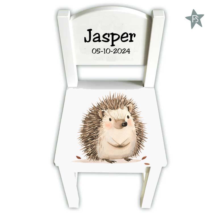 houten geboortestoeltje met naam en egeltje, Kraamcadeau, Verzenden, Info@freubelshoponline.nl, Klimmen