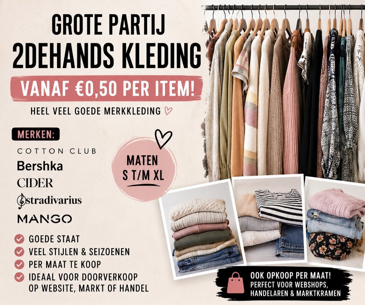 Grote partij dameskleding S t/m XL voor doorverkoop, Ophalen of Verzenden, Gedragen