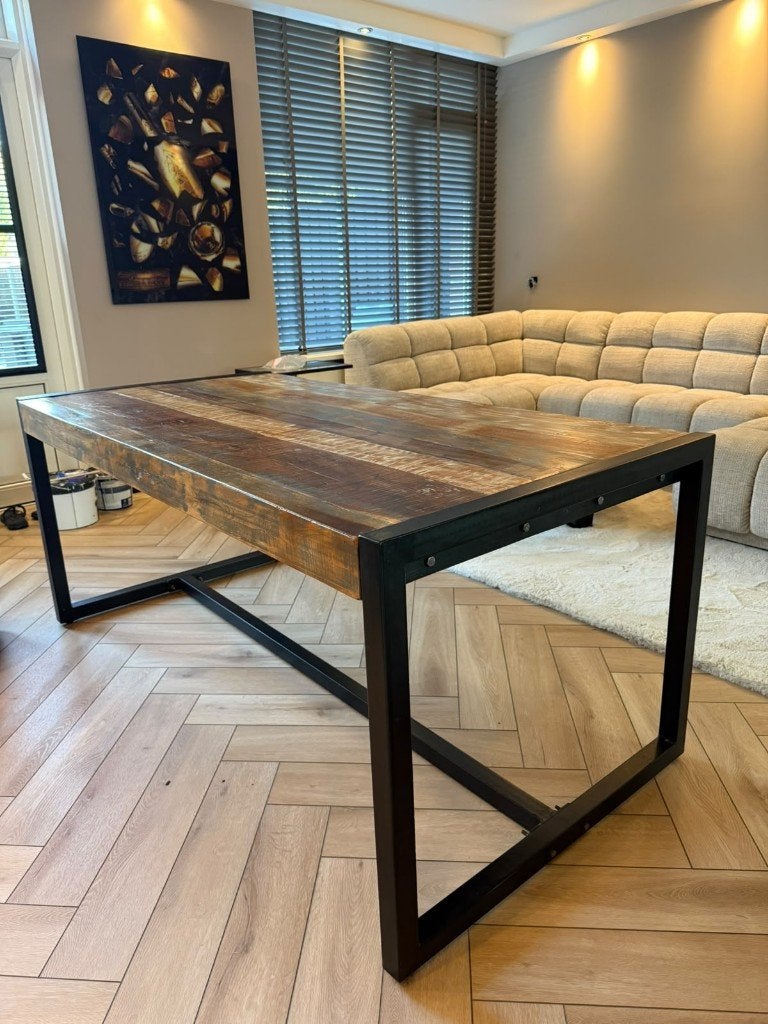 Mooie eettafel van mangohout – 180 x 90 cm, Huis en Inrichting, Ophalen, 50 tot 100 cm, Zo goed als nieuw, Vijf personen of meer