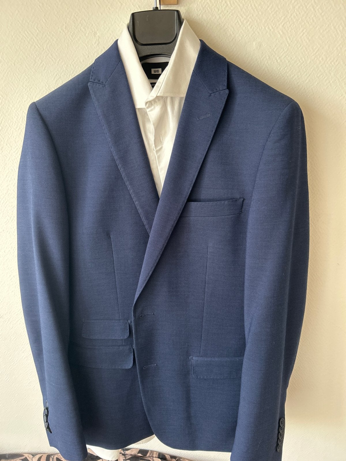 2 pakken + colbert + overhemd maat 39, Ophalen, Gedragen, Maat 48/50 (M), Blauw