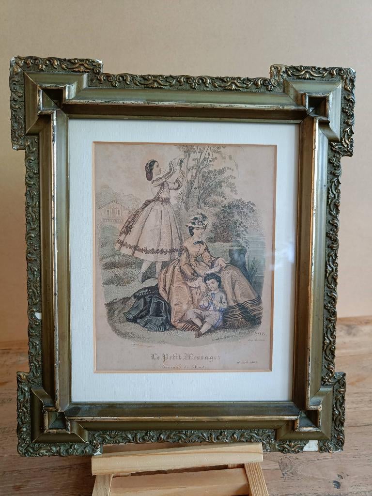 Gravure Le Petit Messager, Journal de Modes (1863), Antiek en Kunst, Kunst | Etsen en Gravures, Gravure, Mode, 1800 - 1899, Ophalen of Verzenden