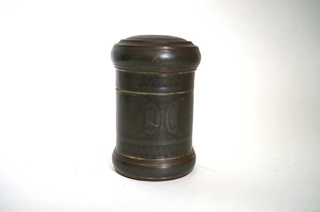 Bronzen messing art deco tabakspot gegraveerd motief, Antiek en Kunst, Antiek | Koper en Brons, Ophalen of Verzenden