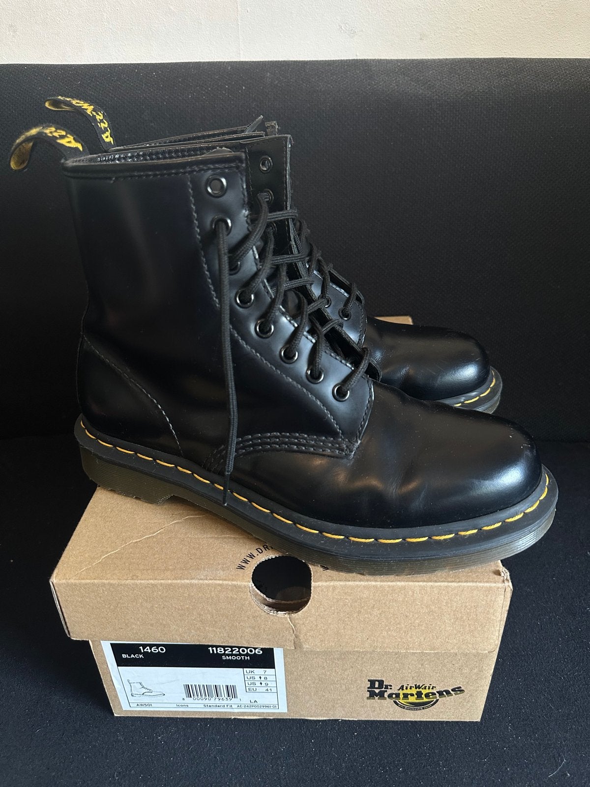 Dr. Martens 1460 Smooth Zwarte Leren Laarzen Maat 41, Verzenden, Zwart, Lage of Enkellaarzen, Zo goed als nieuw