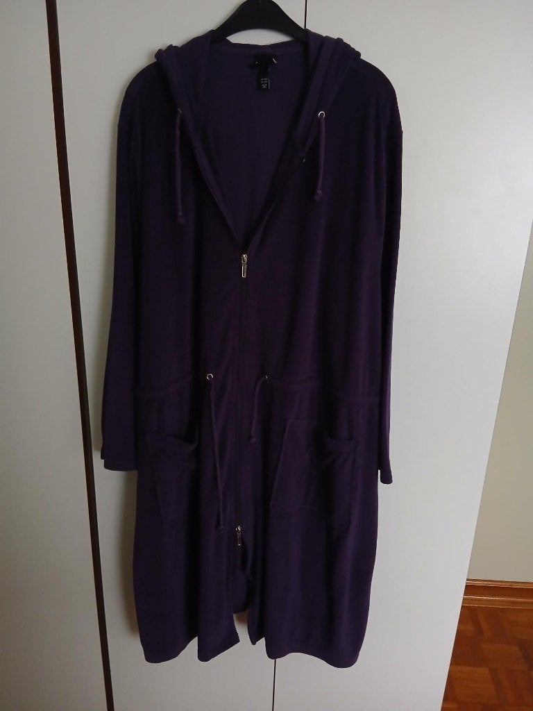 Donkerpaarse ochtendjas / badjas maat 58-60 Van Ulla Popken, Kleding | Dames, Ulla Popken, Ophalen of Verzenden, Gedragen, Maat 46/48 (XL) of groter