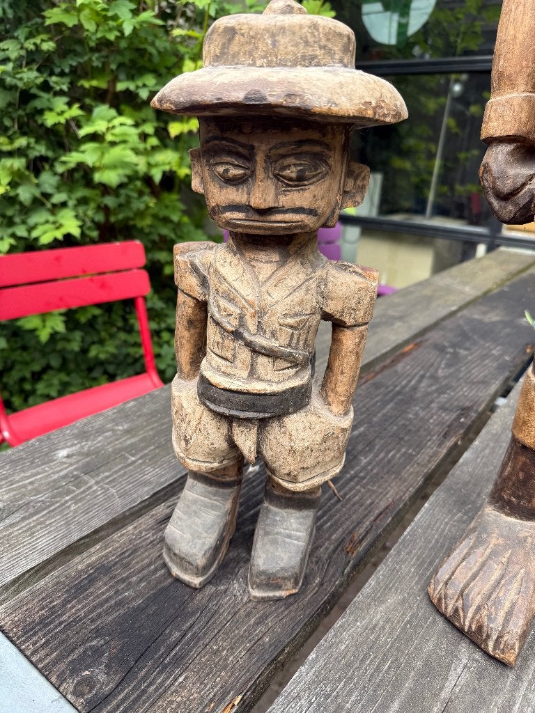 Koloniaal Kongo Beelden Houtsnijwerk, Ophalen, Handgemaakt, 50 - 100 cm, Beeld