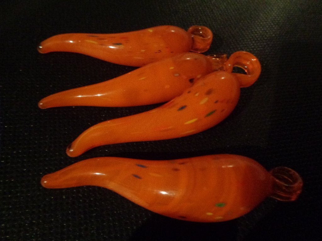 4 wortels van murano glas 5 a 6 cm lang, Ophalen of Verzenden, Oranje, Glas