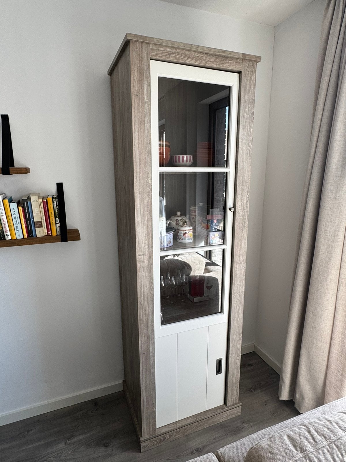 Vitrinekast met verlichting, Huis en Inrichting, Kasten | Vitrinekasten, Ophalen, 200 cm of meer, 50 tot 100 cm, 25 tot 50 cm