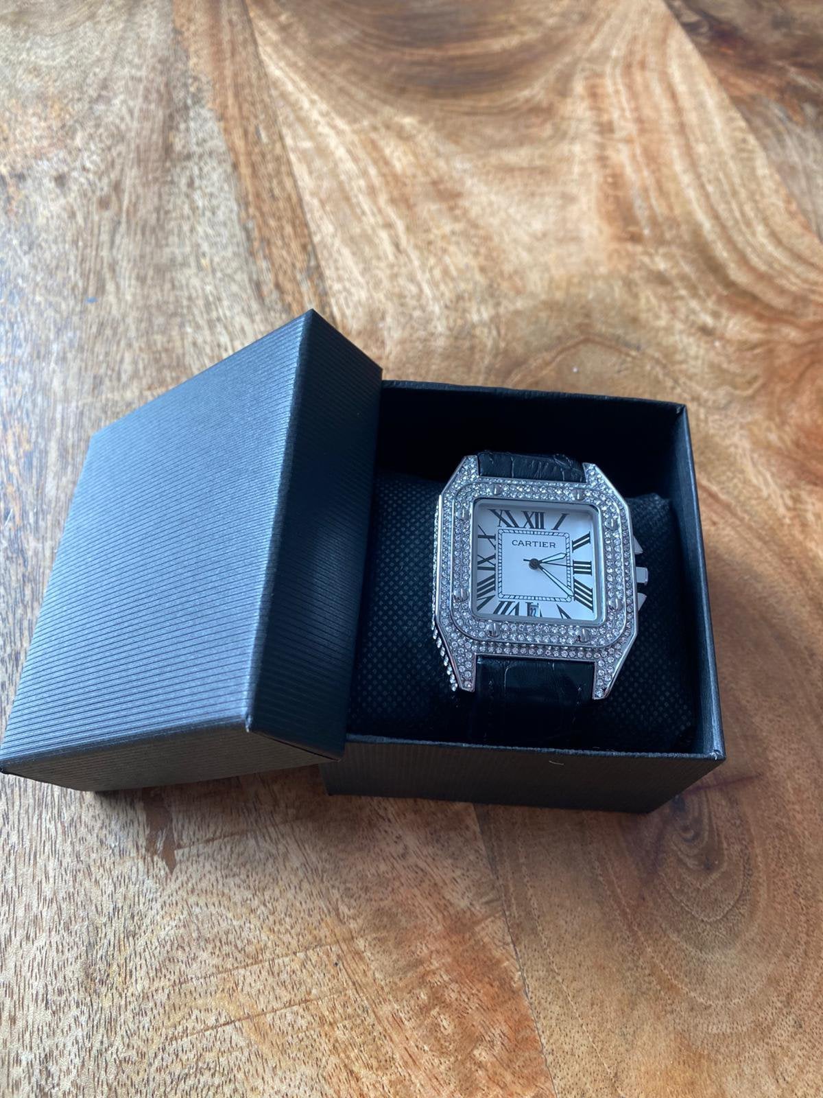 Cartier Santos Dumont, Overige materialen, Leer, Polshorloge, Nieuw