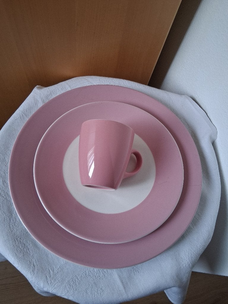 HEMA ceramic premier serviesdelen roze rand, Hema, Gebruikt, Ophalen of Verzenden, Bord(en)