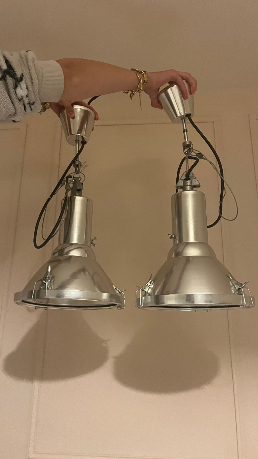 2 industriële hanglampen Ryetti – vintage design – 36 cm, Ophalen of Verzenden