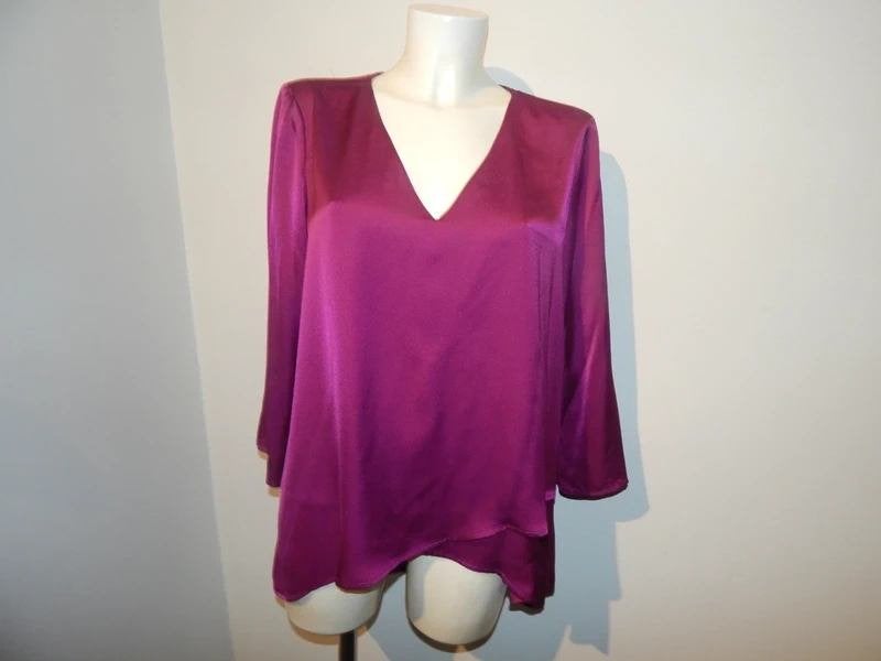 Joseph Ribkoff paars satijn achtige blouse top v hals M