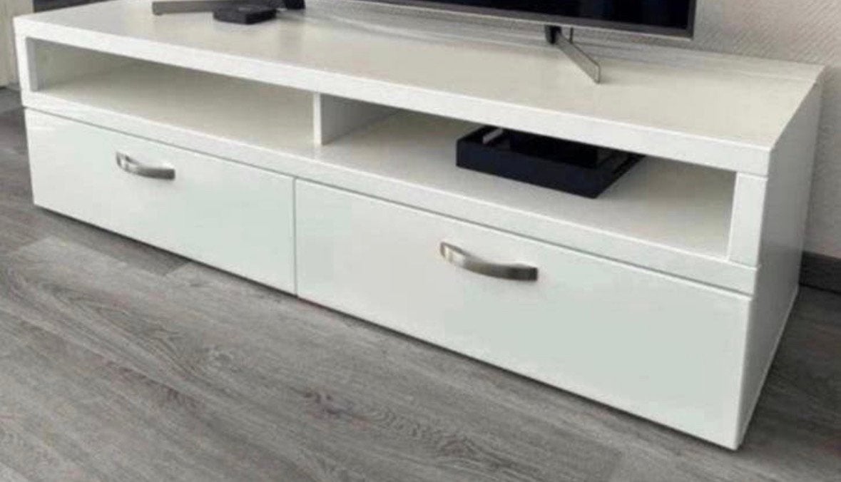 Tv kast met 2 lades wit, Ophalen, Gebruikt, 25 tot 50 cm, Minder dan 100 cm