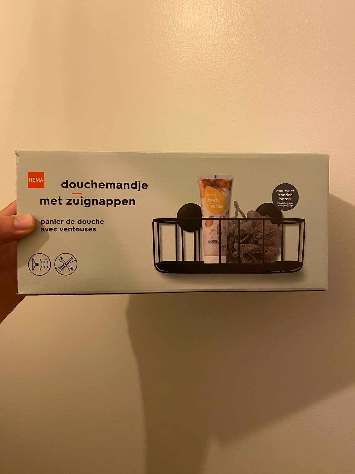 Hema Douchemandje met Zuignappen - Zwart, Nieuw, Ophalen of Verzenden, Nieuw, Zwart, Douche-accessoire