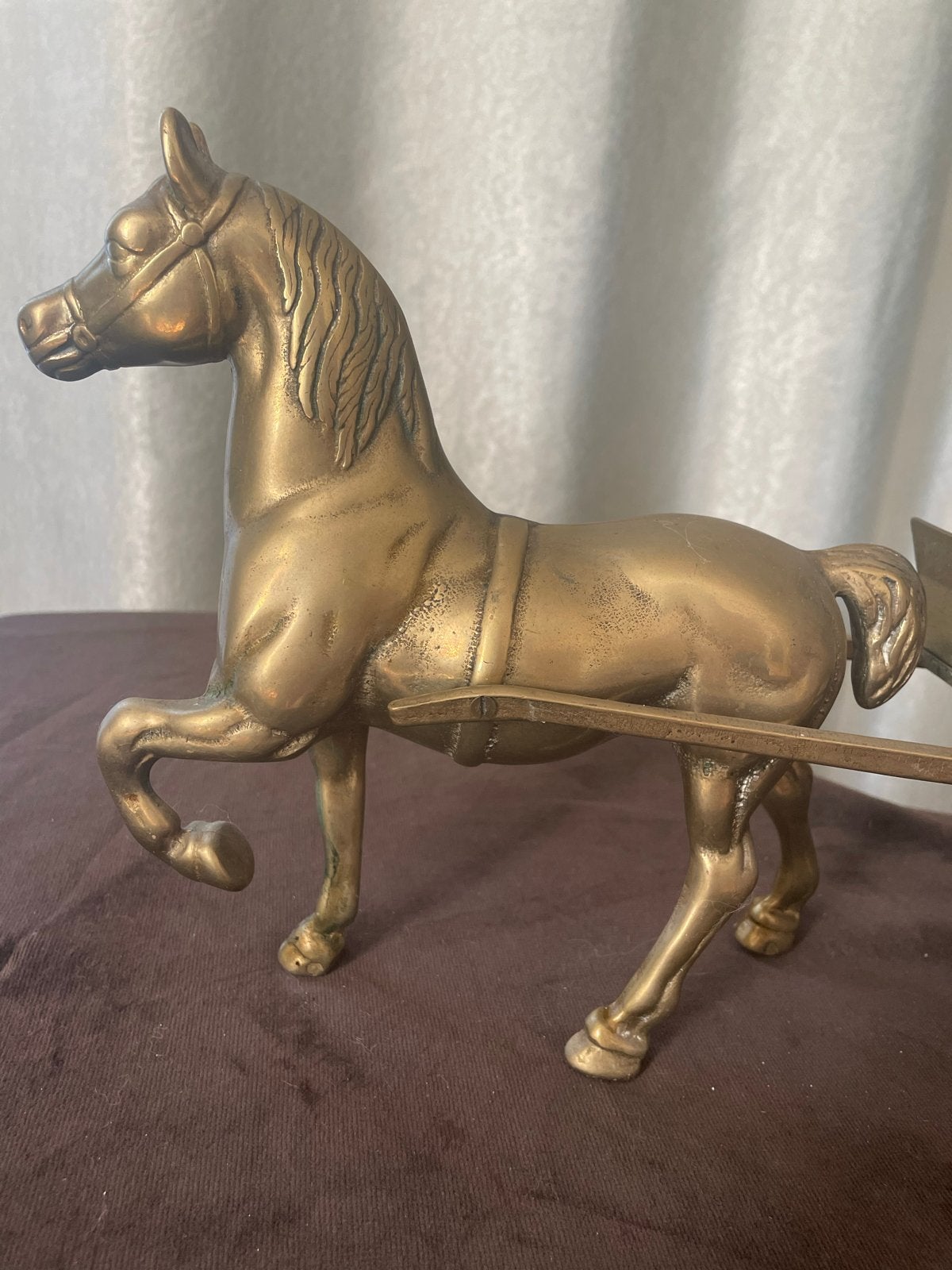 Vintage Messing Paard met Kar Decoratie, Antiek en Kunst, Ophalen of Verzenden