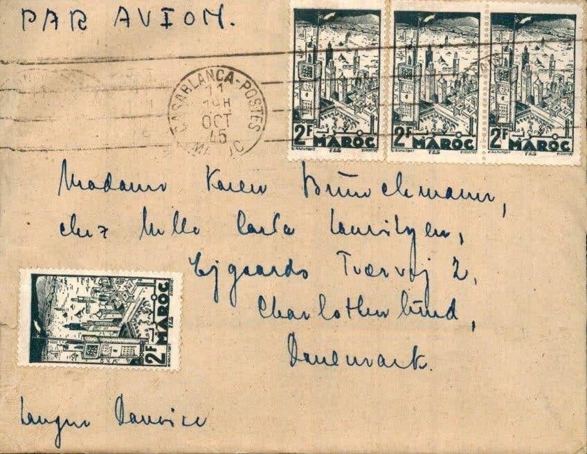 Marokko - Denemarken - met brief - 1937, Postzegels en Munten, Brieven en Enveloppen | Buitenland, Verzenden, Brief
