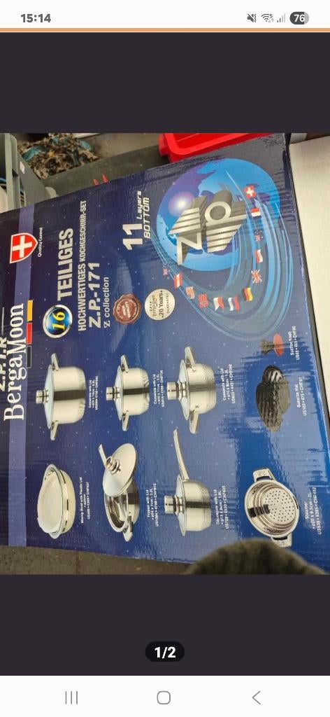 Bergamoon 16 delige pannenset, Huis en Inrichting, Keuken | Potten en Pannen, Ophalen, Nieuw, Rvs, Pannenset