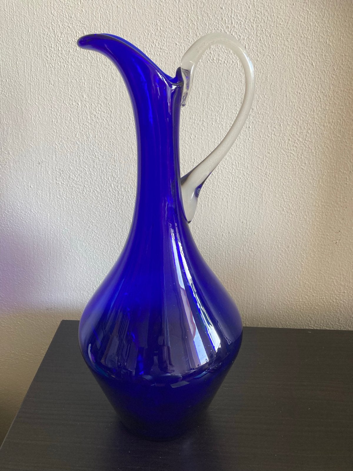 Kobaltblauwe kan Murano stijl Empoli met wit handvat 36cm, Ophalen of Verzenden