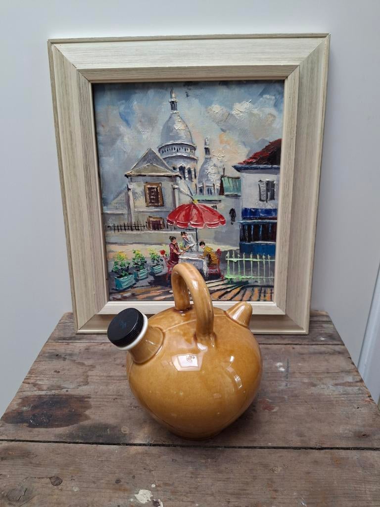 Prachtig Frans amber geel water/ olie kruikje Gargoulette, Ophalen of Verzenden