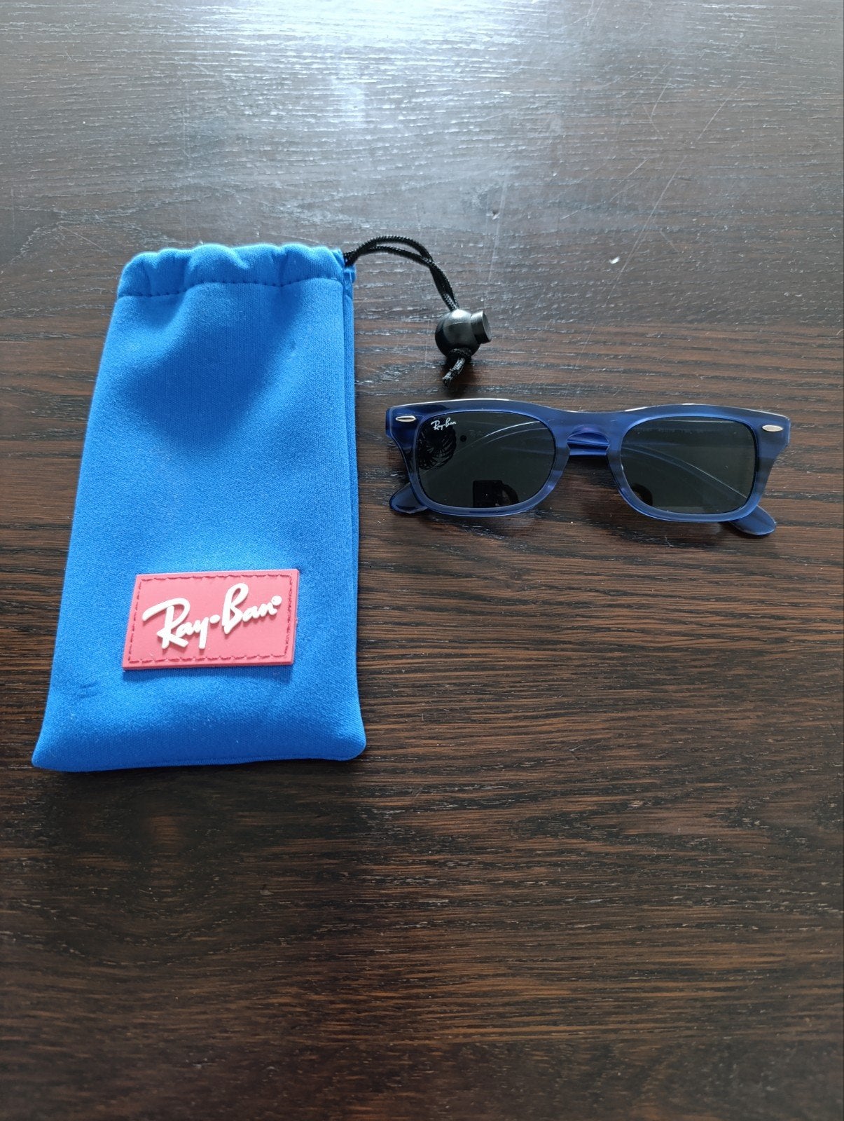 Junior Ray-Ban Burbank zonnebril kind blauw zo goed als nieu, Zonnebril, Blauw, Ophalen of Verzenden, Zo goed als nieuw