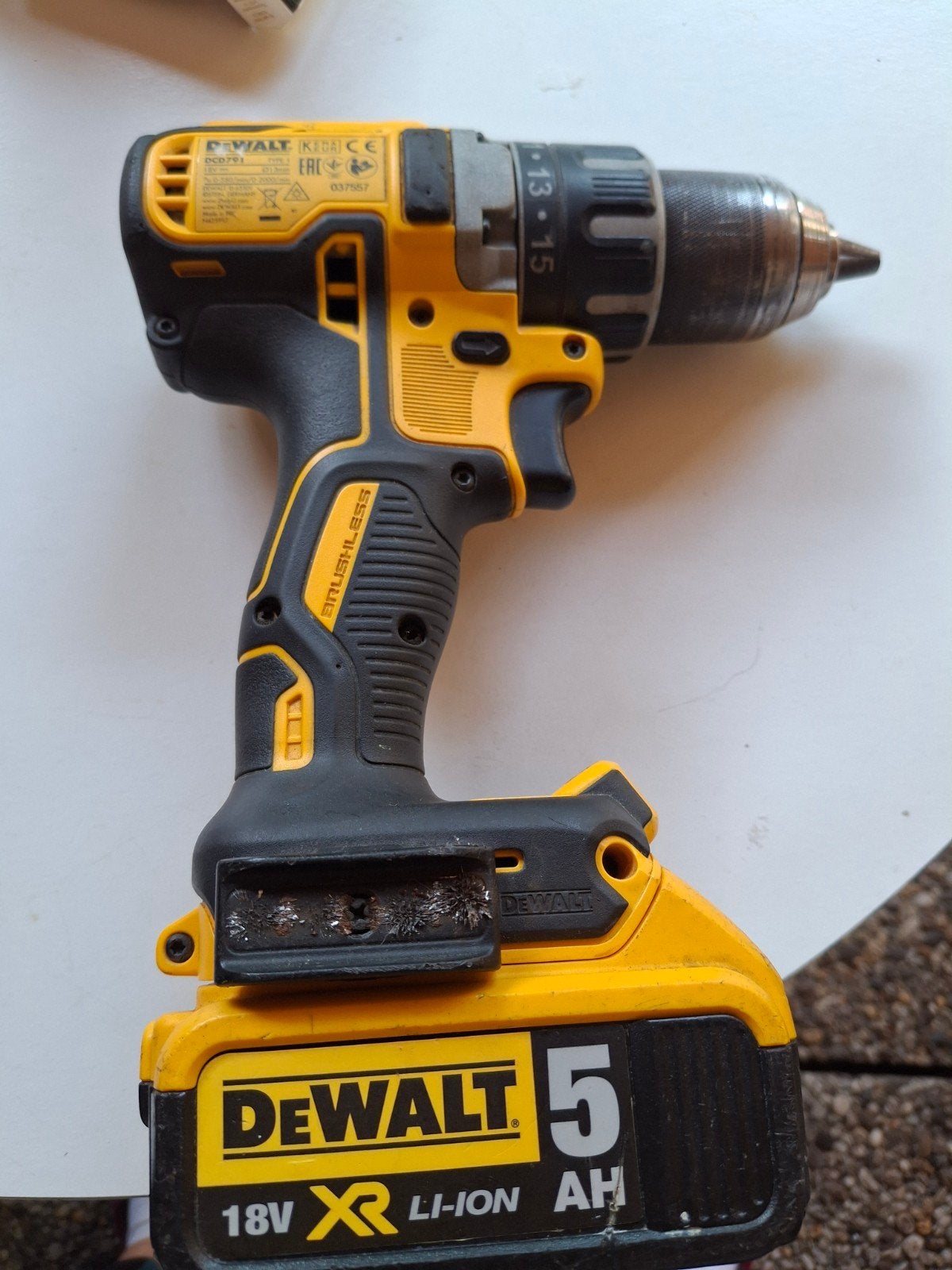 Dewalt DCD791 met acuu 5ah, Ophalen of Verzenden, Gebruikt