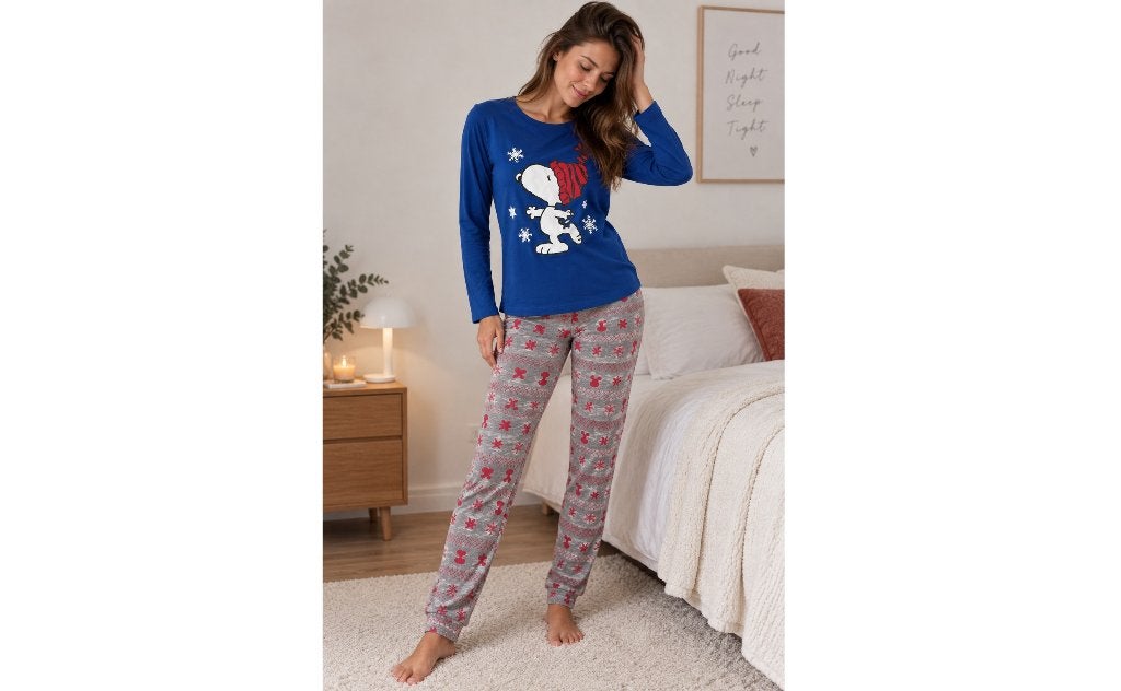 NIEUW Peanuts Snoopy Winter Pyjama Set Setje Blauw, Small, Snoopy, Ophalen of Verzenden, Zo goed als nieuw, Maat 36 (S)