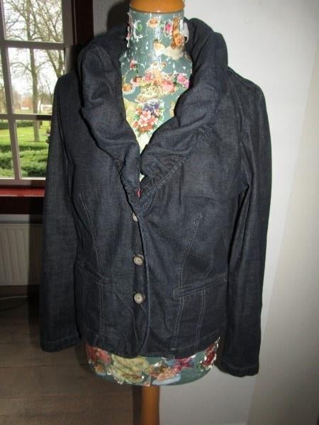 D15 Pulls mt 40 jasje denim zwart roezelkraag, Maat 38/40 (M), Pulls, Verzenden, Zwart
