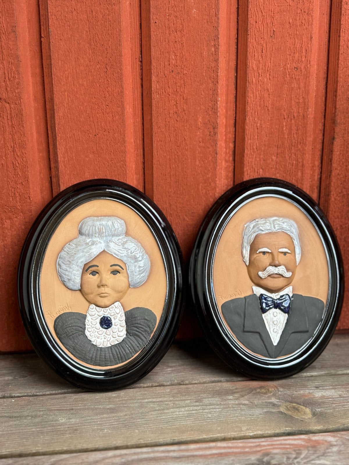 Vintage Gabriel Zweden Terracotta Reliëf Buste Man en Vrouw, Ophalen of Verzenden