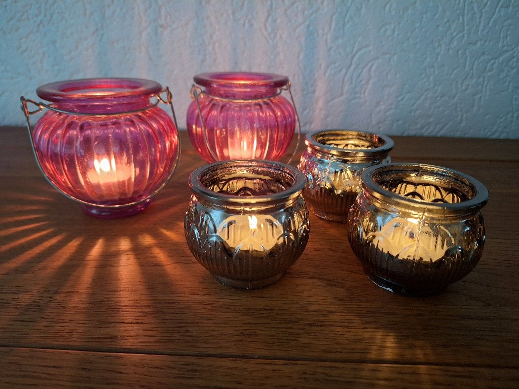 Waxinelichtjes 5x, Waxinelichthouder, Roze, Ophalen, 10 cm