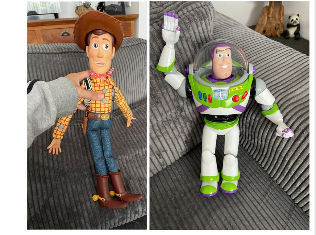 Euro Disney poppen van Toy Story Woody en Buzz Lightyear, Ophalen of Verzenden, Overige figuren, Gebruikt, Knuffel
