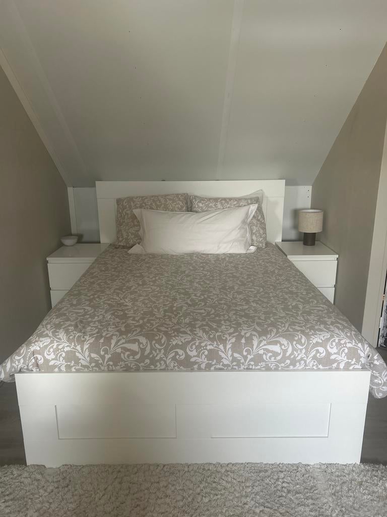 Ikea brimnes bed 140x200, Huis en Inrichting, Ophalen, Wit, Tweepersoons, 140 cm