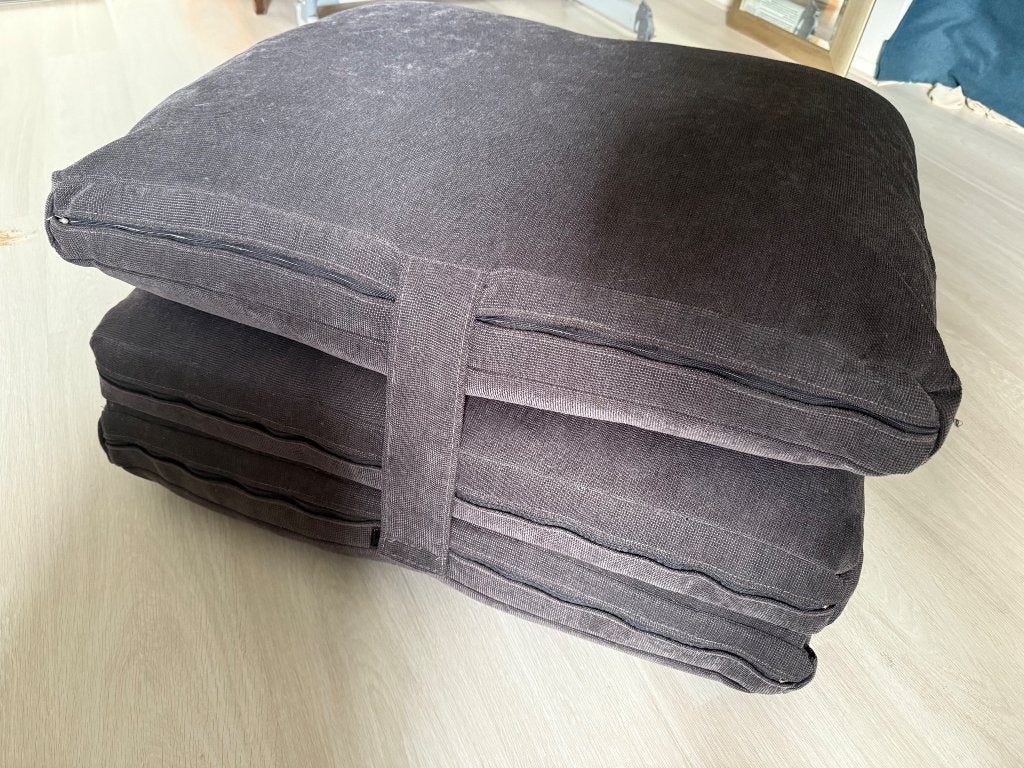 Stapel matras lounge poef grijs, Ophalen, Zo goed als nieuw, Rond