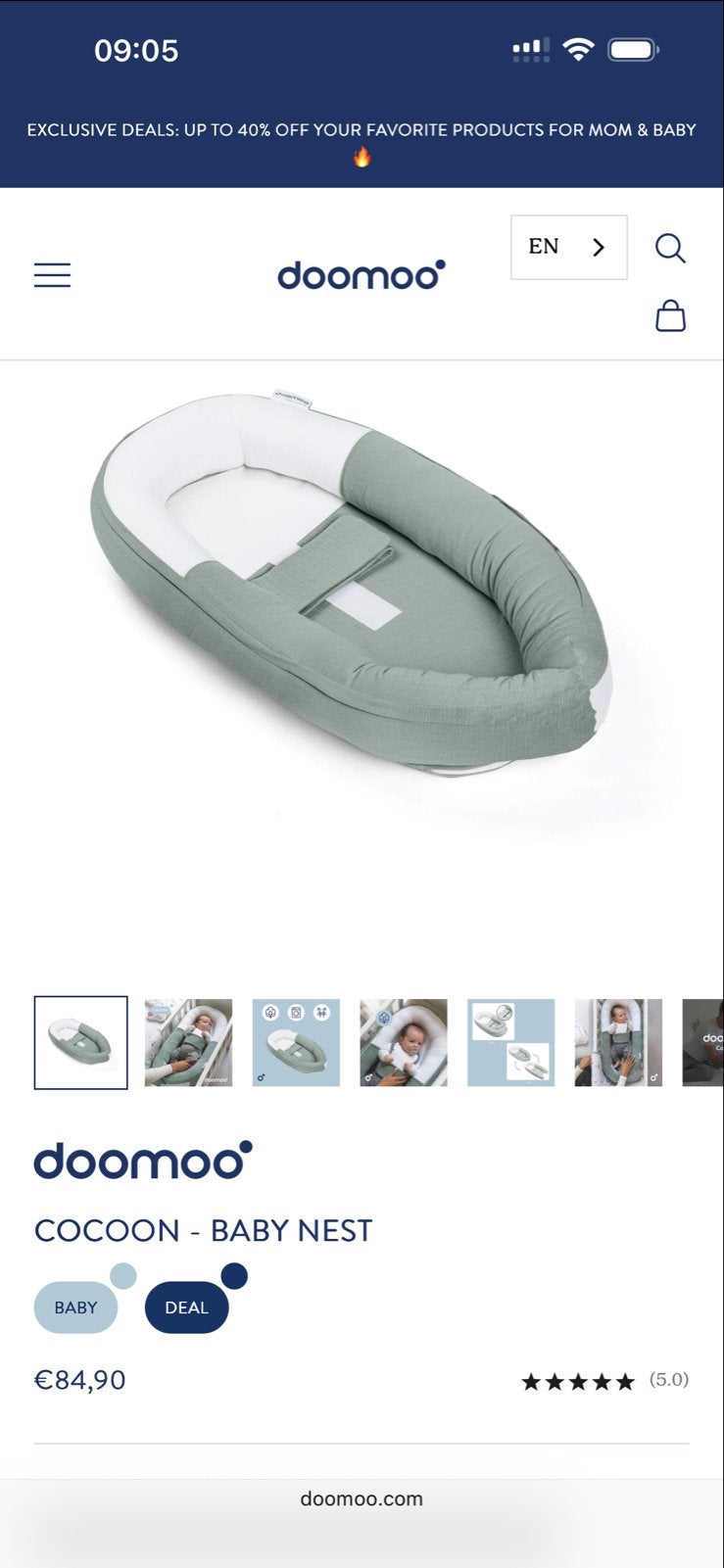Doomoo Cocoon Baby Nest - ZGAN!, Ophalen, Zo goed als nieuw