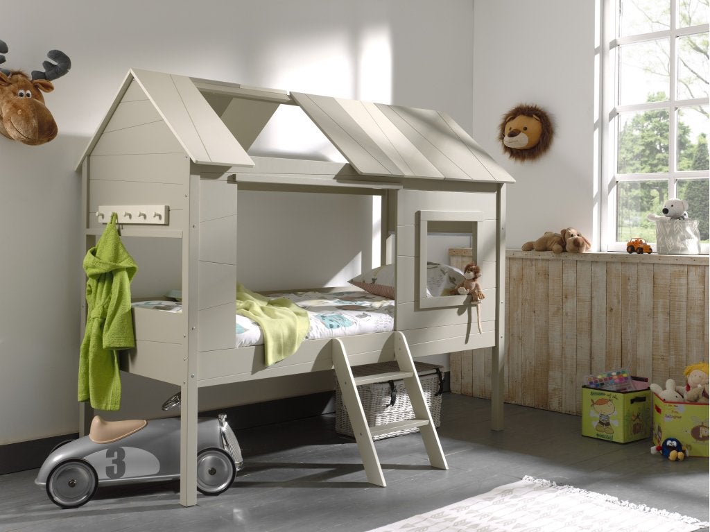 Charlotte boomhut/huisbed - 90x200 - Grijs/taupe, Niet ingevuld, Niet ingevuld, Nieuw, Ophalen of Verzenden