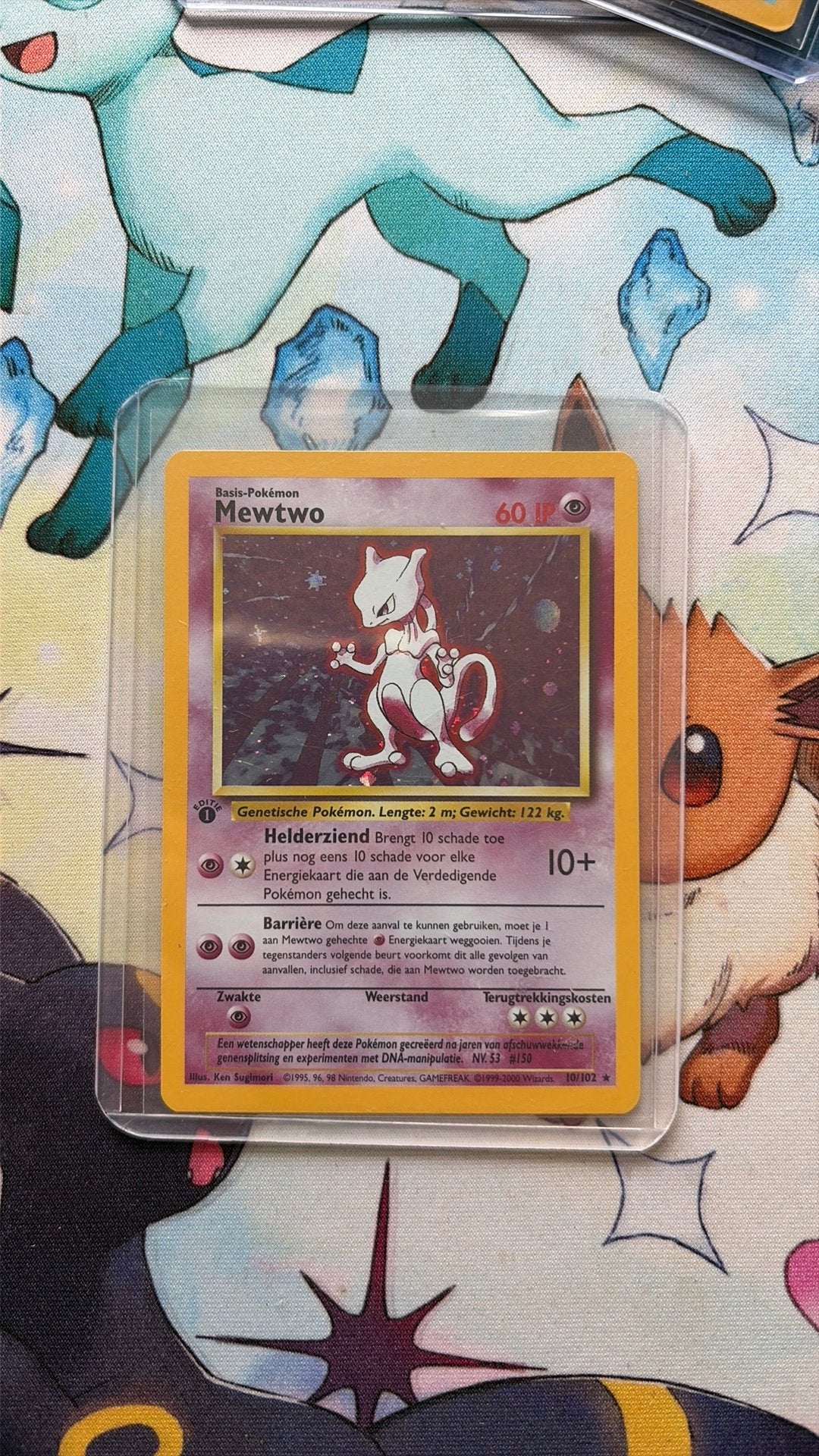 Mewtwo 10 Holo 1st Edition Base Set Dutch Nederlands, Ophalen of Verzenden, Zo goed als nieuw
