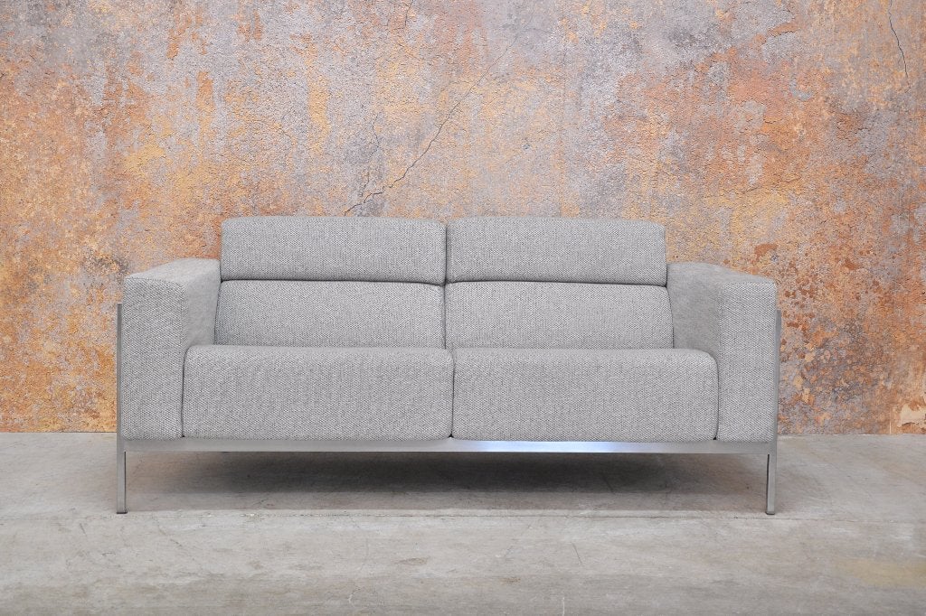 ZGANieuw grijze stoffen Harvink Kadanz design bank, Harvink, Harvink, Tweepersoons, 75 tot 100 cm