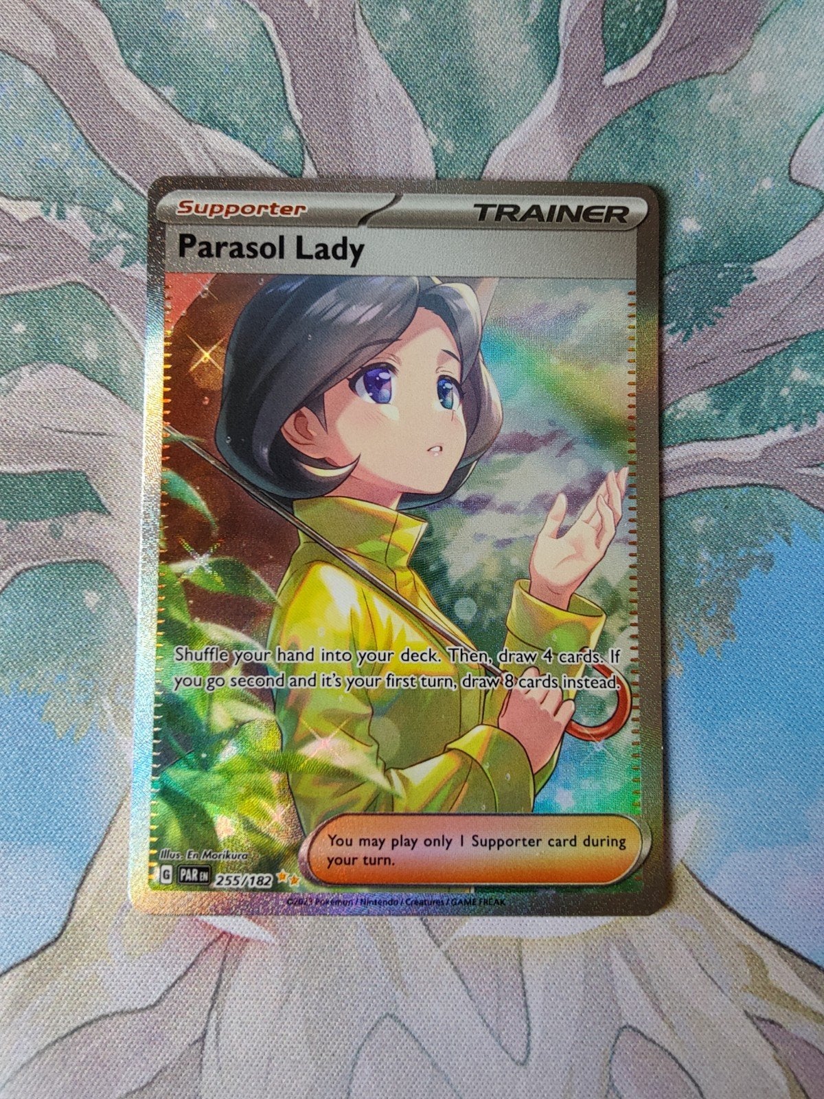 Pokemon paradox rift parasol lady illustration trainer 255, Ophalen of Verzenden, Nieuw, Losse kaart, Foil
