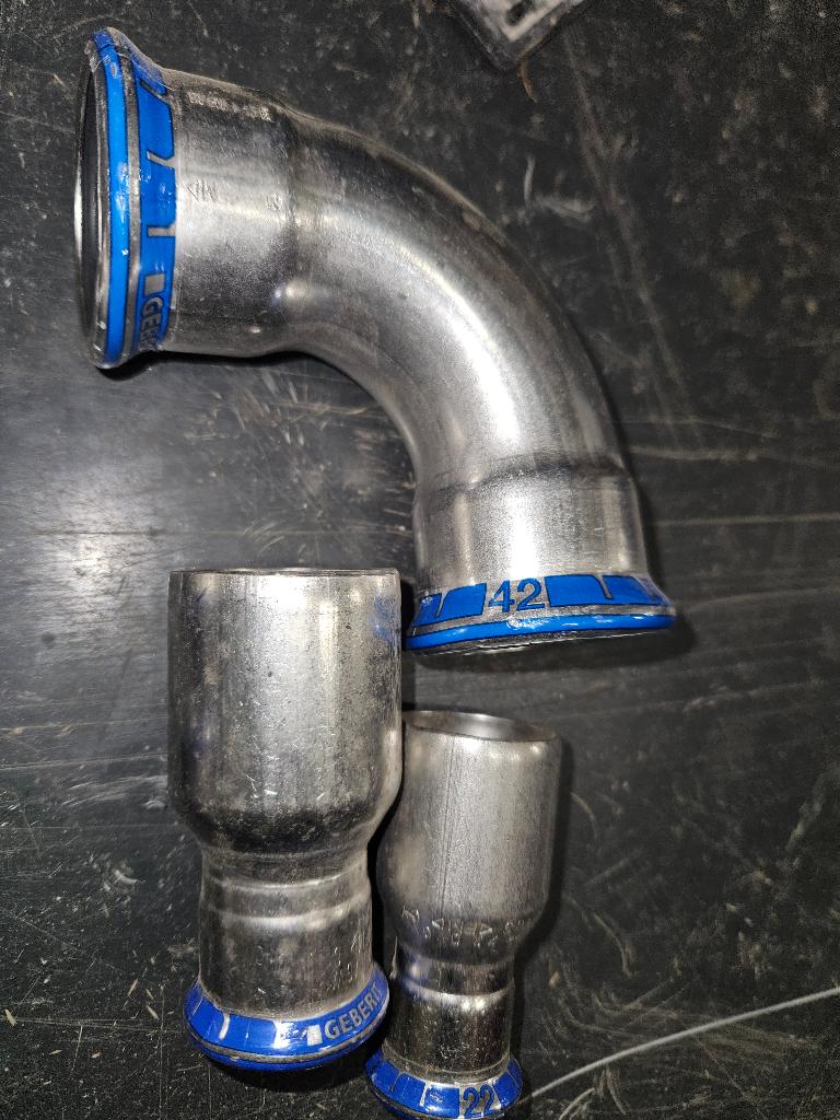 Geberit mapress rvs perskoppelingen alles is 42mm, Afvoer, Nieuw, Ophalen of Verzenden, Rvs
