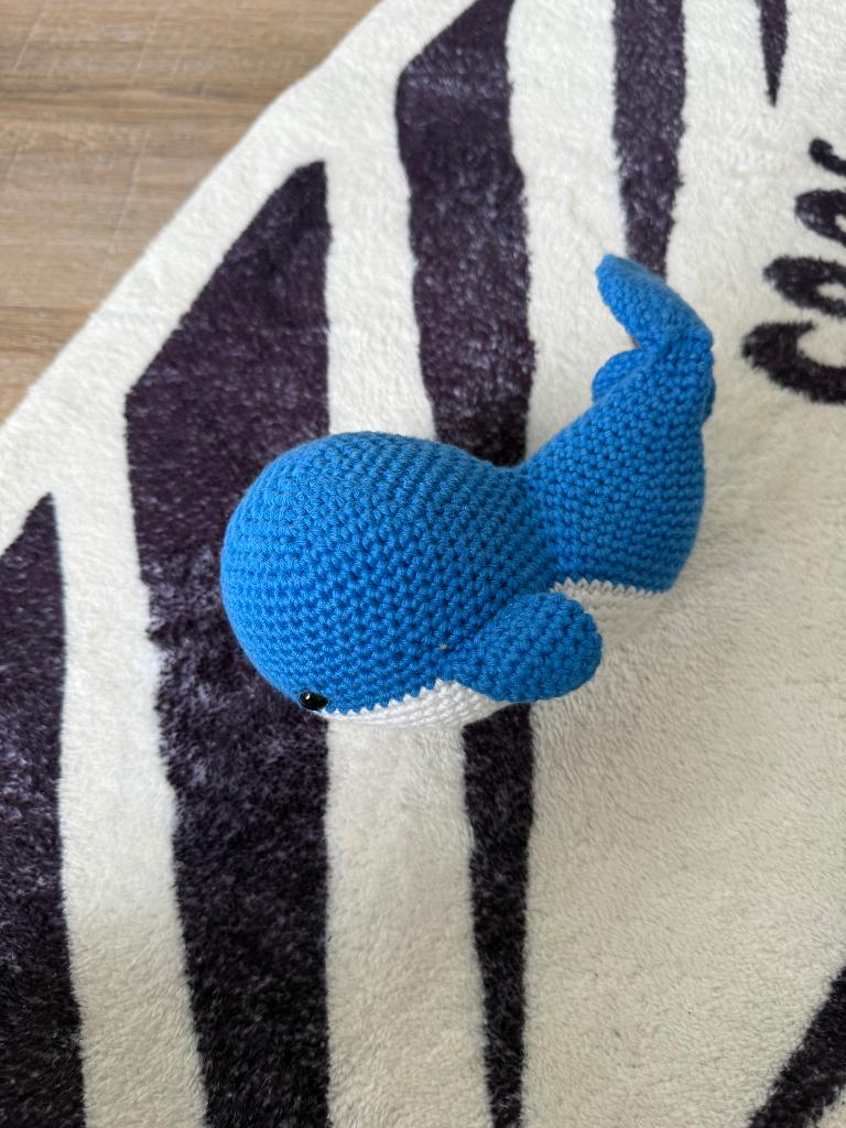 Nieuw blauw wit gehaakt walvis knuffel handgemaakt dier spel, Handgemaakt, Overige typen, Blauw, Nieuw