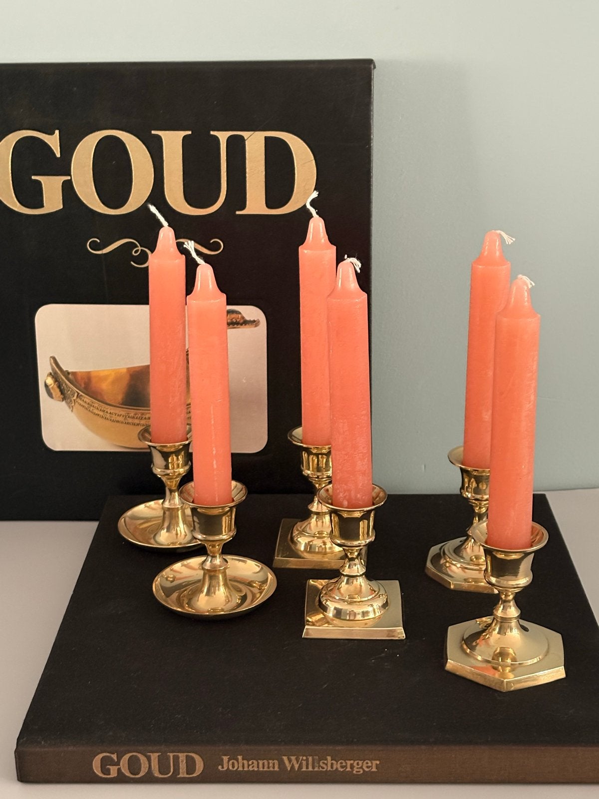 Set van 6 messing kandelaars - diverse modellen, 7 cm hoog, Ophalen of Verzenden, Koper of Brons