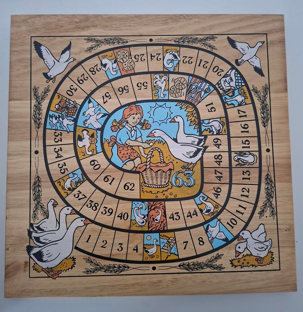 Houten ganzenbord bordspelen, Hobby en Vrije tijd, Gezelschapsspellen | Bordspellen, Vijf spelers of meer, Ophalen of Verzenden