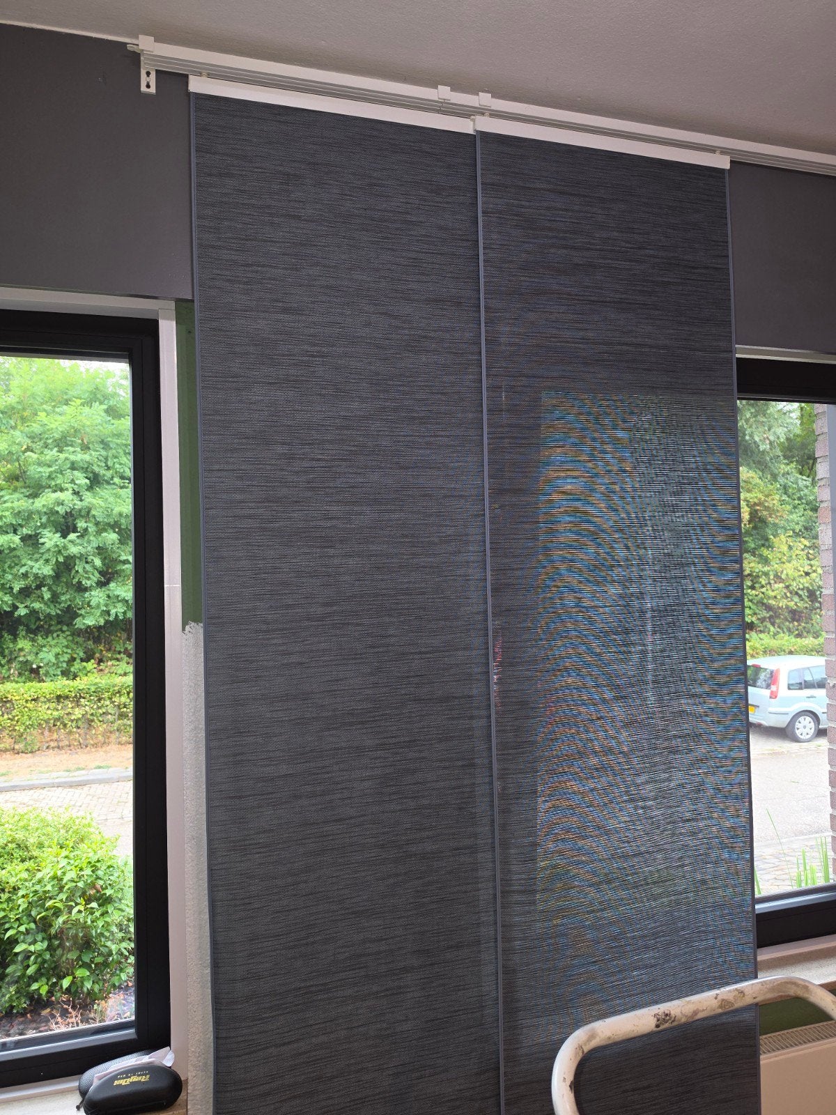 6 Paneelgordijnen grijs/blauw - 60x255cm met rails, Huis en Inrichting, Stoffering | Gordijnen en Lamellen, Ophalen, Grijs