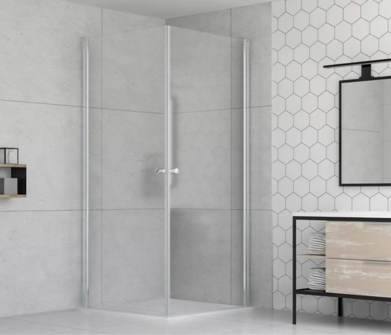 Nieuwe douche draaideur en zijwand MODENA 90 cm chroom, Ophalen, Nieuw