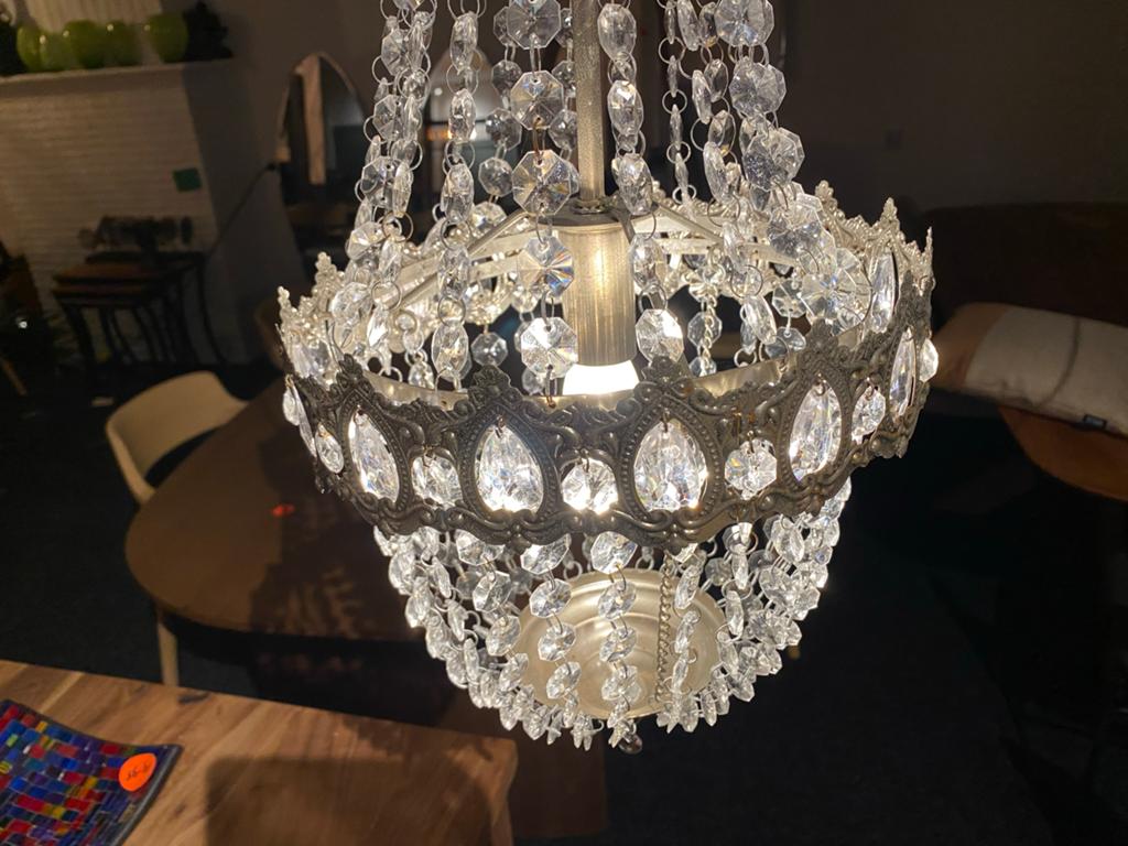 Elegante kristallen kroonluchter - 60 cm, Ophalen, Zo goed als nieuw, Glas