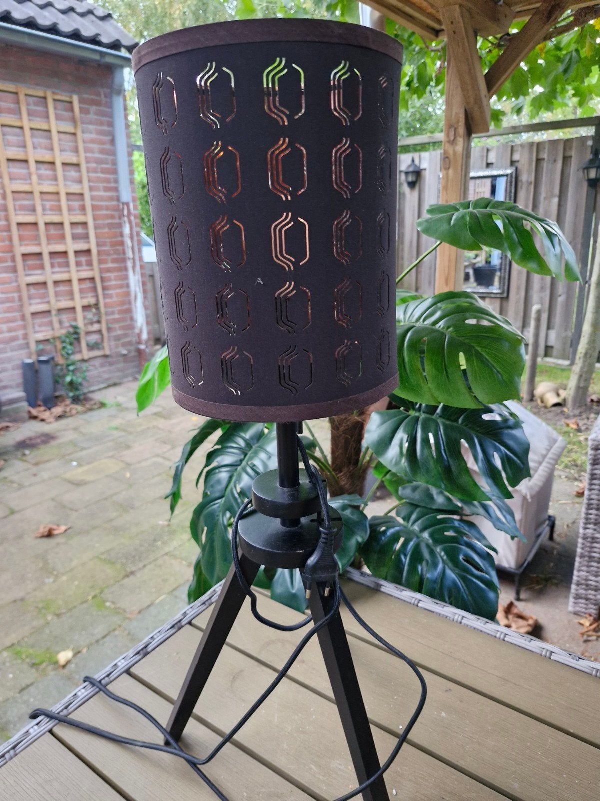 Leuke lamp, Ophalen of Verzenden, Gebruikt, Hout, Bruin