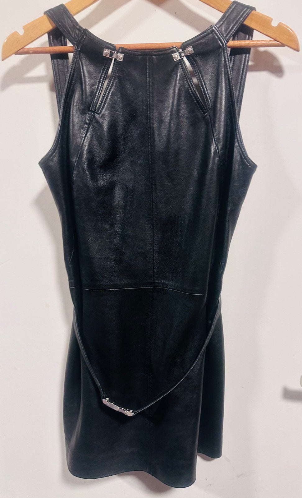 Prachtig Versace couture jurk leer, Kleding | Dames, Maat 38/40 (M), Zwart, Ophalen of Verzenden, Zo goed als nieuw